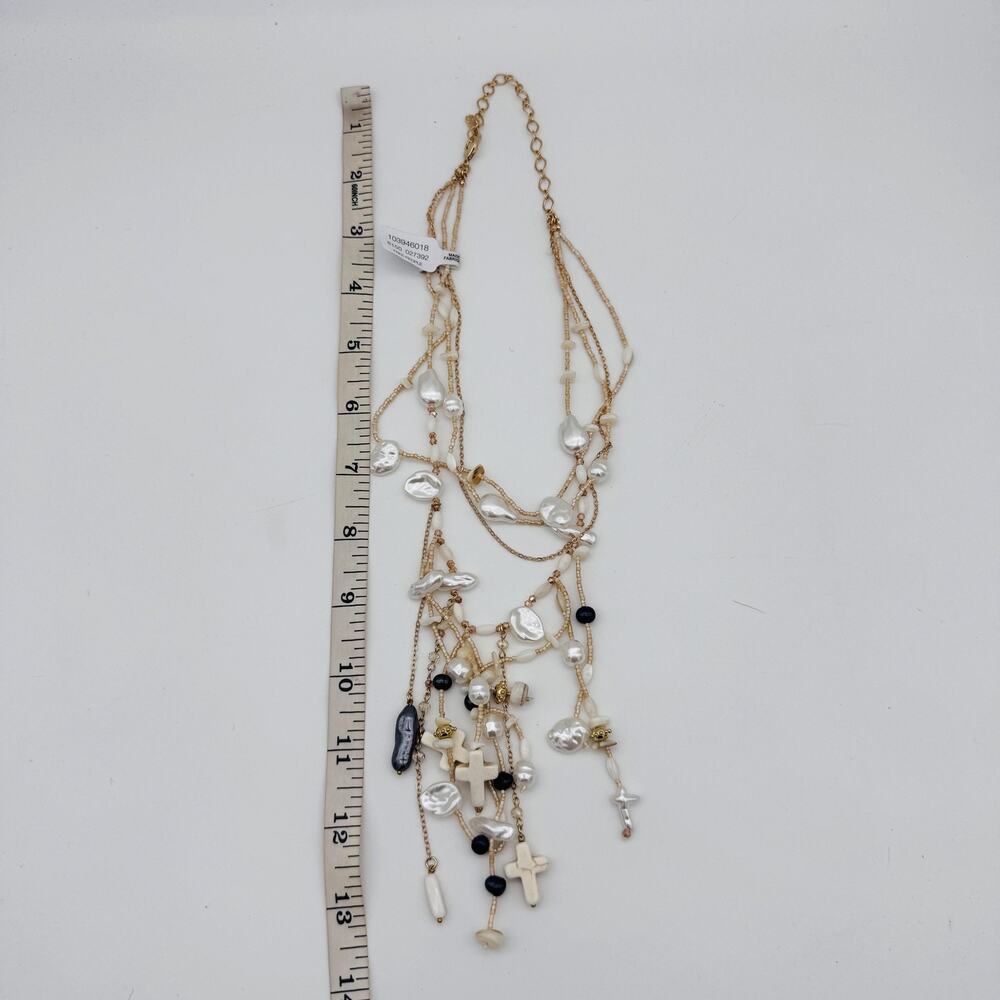 Free People Ariana Ost Something Beautiful Layered Cross Statement Necklace NWT - Picture 10 of 11